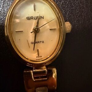 Vintage Gruen Women's Gold Tone Quartz Bracelet Watch - Gold